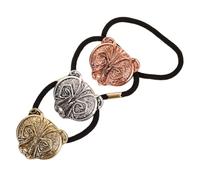 LRXIYODE 3pcs Elastic Ponytail Holders with Bear Head Design for Women and Teen Thin Hair Ties for Medium to Long Hair for Sports Yoga Daily Use Silver Bronze and Copper Colors
