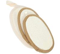 LRXIYODE 3pcs Exfoliating Bath Loofah Sponge Set 1 Beige 9x14cm 2 Coffee 12x8cm Gentle Body Scrubber for Women and Men for Shower and Bath
