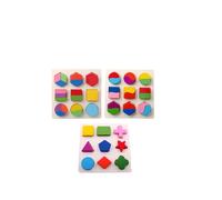 LRXIYODE 3PCS Geometry Boards for Educational Shape Matching Plates Jigsaw Blocks for Geometry Recognition and Early Learning for Boys