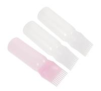 LRXIYODE 3pcs Hair Dye Bottles and Applicator Combs Set, 2 White 1 Pink, Refillable Hairdressing Bottles for Salon Use and Hair Coloring Application