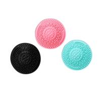 LRXIYODE 3pcs Handheld Silicone Makeup Brush Cleaning Pads with Convex Dots Elastic Non-deformable Scrubber Cushions for Quick and Cosmetic Tool Washing High-grade Material in Black Pink