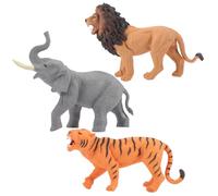 LRXIYODE 3pcs Jungle Wildlife Animal for Realistic Lion Elephant Tiger Figures Educational Play Props for Imaginative Learning and Micro Landscape Decoration