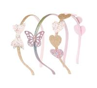 LRXIYODE 3Pcs Kids Glitter Heart Bow Headbands Sequin Fabric Hair Hoops for Boy Girl, Lightweight Comfortable Wear for Birthday