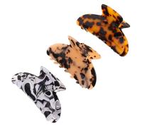 LRXIYODE 3Pcs Leopard Print Hair Claw Clip Set French Acetate Tortoise Shell Jaw Clips for Women Strong Hold Non-Slip Styling Accessories for Daily Updo
