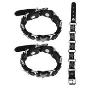 LRXIYODE 3pcs Men Leather Bracelets Punk Style Wristbands with Star Design, Comfortable and Secure Fitting, Suitable for Casual Outings and Formal Events, Coffee Colour