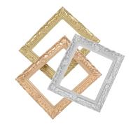LRXIYODE 3Pcs Miniature Photo Frames Set for Dollhouse - Resin Small Picture Holders in Silver, Gold, Rose Gold - Tiny Simulation Frames for Mini House Decor and Photo Props