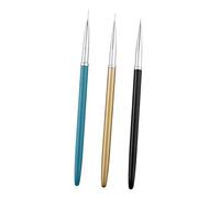 LRXIYODE 3pcs Nail Art Painting Brush Set Metal Rod Thin Detail Paint Pens Blue Gold Black for Diy Manicure and Fine Line Nail Painting