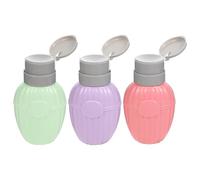 LRXIYODE 3Pcs Nail Polish Remover Press Dispense Bottles for Nail Art Tools Empty Portable Gel Polish Cleaner Varnish Containers in Purple Pink Green Leakproof Design for Easy Pad Soaking