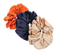 LRXIYODE 3pcs Oversized Satin Hair Scrunchies Elastic Hair Bands Ponytail Holders for Women Teens Smooth Soft Styling Accessories for Buns Half-up Party and Daily Use in Khaki Orange Navy