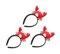 LRXIYODE 3pcs Realistic Red Crab Plush Headbands Lightweight Animal Hair Bands for Party Costume Accessories Seafood Theme Birthday Halloween Events
