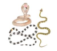 LRXIYODE 3Pcs Realistic Snake Figurine Reptile Model Educational for Collection and Room Decor with Cobra Coral Snake and