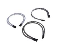 LRXIYODE 3pcs Rhinestone Double Row Headbands Retro Hairbands for Women Simple Sparkly Hair Accessories in Black Grey Silver White Everyday Hair Styling Bands