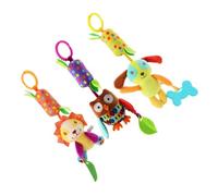 LRXIYODE 3pcs Rotating Bells Infant Bedside Bells Plush Lion Dog Owl Shapes Develop Tactile Senses Soothe Crying for Crib and Stroller