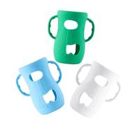 LRXIYODE 3pcs Silicone Bottle Sleeves with Handles Large Natural Glass Bottle Covers in Blue White Green Anti-Breakage Protective Silicone Food-Grade Sleeves for Boy Girl