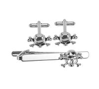 LRXIYODE 3pcs Skull Tie Clip and Cufflinks Set for Men Handpolished Necktie Pin with Edgy Skull Design Versatile Suit Accessories for Weddings Business and Casual Events
