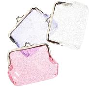 LRXIYODE 3pcs Small Transparent Dazzling Color Coin Purse Purse for Portable Earphone Storage Bag with Glitter Sparkle Travel and School Organizer