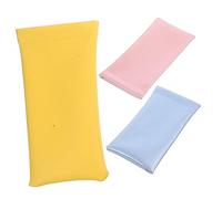 LRXIYODE 3pcs Soft Glasses Cases Set with Automatic Snap Open, Portable Thin Eyeglass Pouches for Travel, Anti-scratch Storage Bags in Blue, Yellow, and Pink
