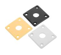 LRXIYODE 3pcs Square Guitar Jack Plate Versatile Accessories for Electric Guitars Protective Curved Base Plates White Black Yellow Compatible Various Brands and Models