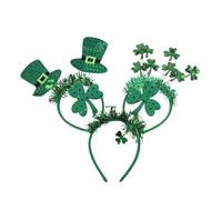 LRXIYODE 3pcs St Patricks Day Headbands Women Tinsel Shamrock Headpiece for Saint Patrick's Party Costume Irish Hair Accessories for Girls Ladies St Patricks Day