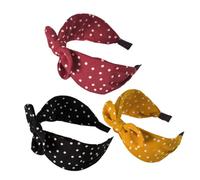 LRXIYODE 3pcs Wide Knot Hair Bands for Women Creative Rabbit Ear Cloth Headbands in Yellow Red Black Non Slip Lightweight Stylish Accessories for Birthday Holiday Cosplay Daily Wear