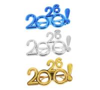 LRXIYODE 3pcs Year's Eve Party Glasses Lightweight Plastic Glitter Eyeglasses with Mark Decoration Silver Gold Colors Unisex Festival Photo Props and Accessories