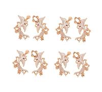 LRXIYODE 4 Pairs Cloak Clips Retro Chinese Shawl Fasteners Zinc Alloy Cape Collar Clips for Cardigans Sweaters and Capes 4.9x2.8cm (fog Gold White Oil Floral Design)