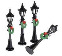 LRXIYODE 4 Pcs Christmas Lamp Posts Miniature Street Light Decorations 12Cm Tiny Village Accessories for Dollhouse and Christmas Village Models
