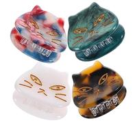 LRXIYODE 4 pcs Cute Cat Small Hair Clips for Women and Decorative Acetate Hair Accessories Green Leopard Red Blue Mermaid Colors Non Slip Stylish Barrettes for Secure Hold and Everyday Use