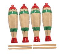 LRXIYODE 4 Sets Wood Guiro Musical Percussion Smooth Wooden Instrument for Early Learning Brain Development Indoor Outdoor Play Gift