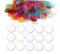LRXIYODE 400 Pcs Transparent Colorful Round Bingo Chips Reusable Counting Markers for Game Cards Educational Math and Family Entertainment