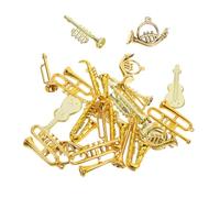 LRXIYODE 48 Pcs Dollhouse Miniature Musical Instrument Set Plastic Violin, Trumpet, Alto Saxophone, and Cello Models for Mini Music Room Decoration