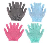LRXIYODE 4Pairs Exfoliating Gloves Body Scrub Mitts Dead Skin Cell Remover Bath Gloves for Deep Cleaning and Acne Prevention Comfortable for Arms Legs Chest Full Body Use
