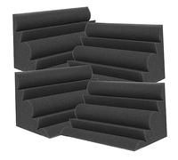 LRXIYODE 4pcs Acoustic Soundproofing Panels Wedge Sponge Foam Sound Absorbing Pads Black Arc Corner Low Frequency Trap 12x12x24cm High-density Fire-resistant Acoustic Insulation