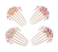 LRXIYODE 4pcs Ancient Style Hairpin Bridal Hair Accessories Hair Comb Accessories for Women Flower Sparkle Pin Vintage Comb Styling Alloy