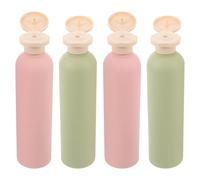 LRXIYODE 4pcs Avocado Green Dispenser Bottles Squeeze Travel Plastic Empty Refillable Shampoo Lotion for Shower Gel Creams