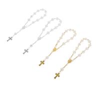 LRXIYODE 4pcs Boy Girl Baptism Rosary Bracelets Comfortable Communion Jewelry for Girls for Religious Ceremonies and Wedding Decor Symbolic Rose Design