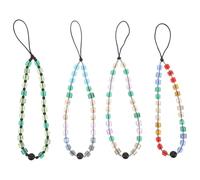 LRXIYODE 4pcs Colorful Beaded Mobile Phone Lanyard Crystal Wristlet Charm Bracelet Strap for Camera and Phone Decoration Lightweight Handmade Anti-lost Accessory with Vibrant Candy Colors
