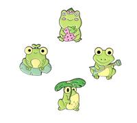 LRXIYODE 4pcs Creative Cute Frog Brooches Alloy Modeling Lapel Pins for Women Frog Lover Gifts Stylish Clothes Bag Hat Decoration