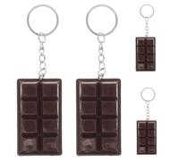 LRXIYODE 4Pcs Cute Chocolate Keychain Set for Backpacks, Brown Realistic Chocolate Pendant Keyrings, Kawaii Accessories for Party Favors and