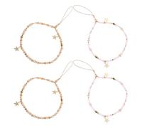 LRXIYODE 4pcs Cute Star Beads Phone Chain Kawaii Phone Keychain Strap Short Wrist Strap Charm Accessory Decorative Cell Lanyard for Camera Keychain