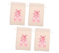 LRXIYODE 4pcs Dance Drawstring Bags Lightweight Ballet Shoe Organizers with Spacious Storage for Costumes Accessories Durable Canvas for Young Dancers