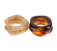 LRXIYODE 4pcs Exaggerated Irregular Geometric Chunky Acrylic Bangle Bracelets for Women Wide Translucent Wristbands Vintage Statement in Milk Tea Beige