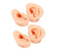 LRXIYODE 4pcs Flexible Silicone Ear Model for Piercing Practice and Jewelry Display Realistic Human Ear Prop with Clear Anatomy and Acupuncture Training