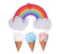 LRXIYODE 4pcs Ice Cream Cone Bath Sponges Soft Body Scrub Sponge for Bath with Luxurious Lather Gentle Exfoliating Foam for Boy Girl