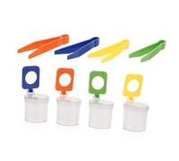 LRXIYODE 4pcs Insect Magnifier Container Box with Built in Loupe Portable Observation Case for Outdoor Exploration Educational Science Tool with Tweezers