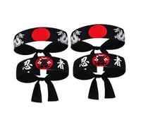 LRXIYODE 4pcs Japanese Ninja Headbands Lightweight Polyester Hair Bands with Authentic Samurai Print for Cooking Karate Sports Cosplay and Party Decorations