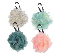 LRXIYODE 4pcs Large Colorful Bath Loofahs Shower Body Exfoliator Puff Set Soft Mesh Shower Scrubbers for Women and Men Multi-Color Accessories for Bathroom and Travel