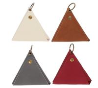 LRXIYODE 4pcs Leather Triangle Coin Pouch Vintage Small Leather Purse for Keys and Coins Collection Storage Random Color