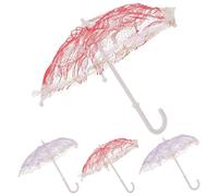 LRXIYODE 4Pcs Mini Doll Umbrellas with Lace Decorative Parasol for Dollhouse Accessories, Wear-Resistant Tabletop Umbrella Models Suitable for Home Décor and Photography Random Random Color