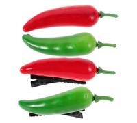LRXIYODE 4PCS Mini Vegetable Hair Clips with Chili Pepper Design Cute Alligator Hairpins for Women Secure Hold Food Themed Barrettes for Playful Hair Styling